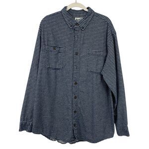 Duluth Button Down Men size XL Tall Free Swingin Flannel Relaxed Fit Blue Stripe